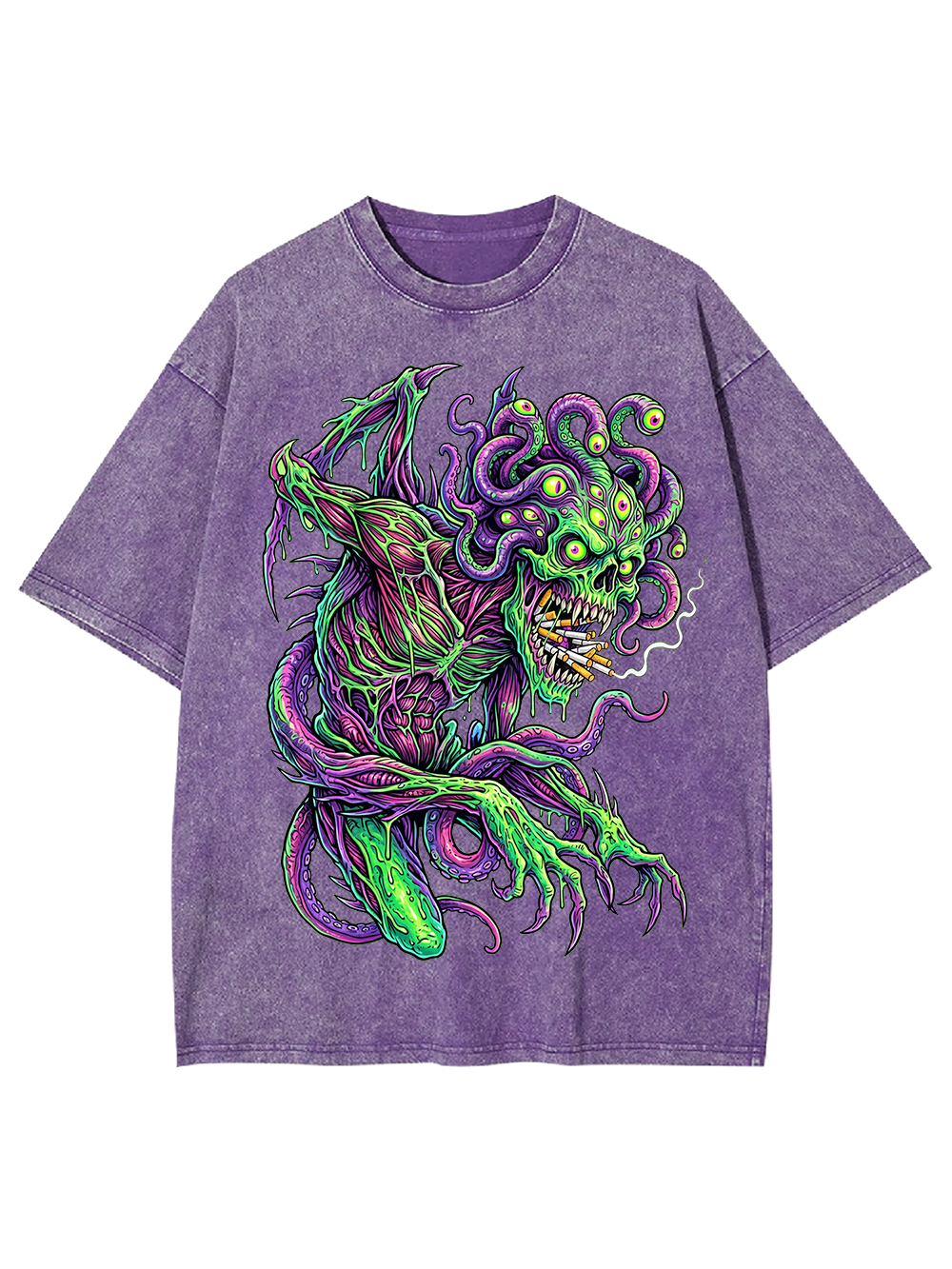 Evil Goddess Horror Art Washed Tshirt