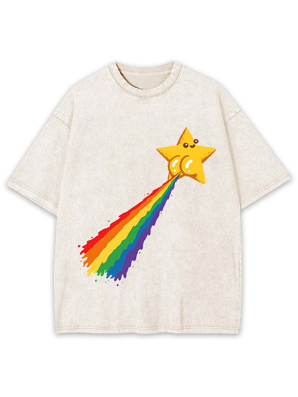 Rainbow - Pooping Star Washed Tshirt