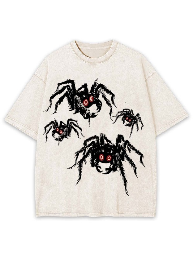 Creepy Crawling Spiders Washed Tshirt