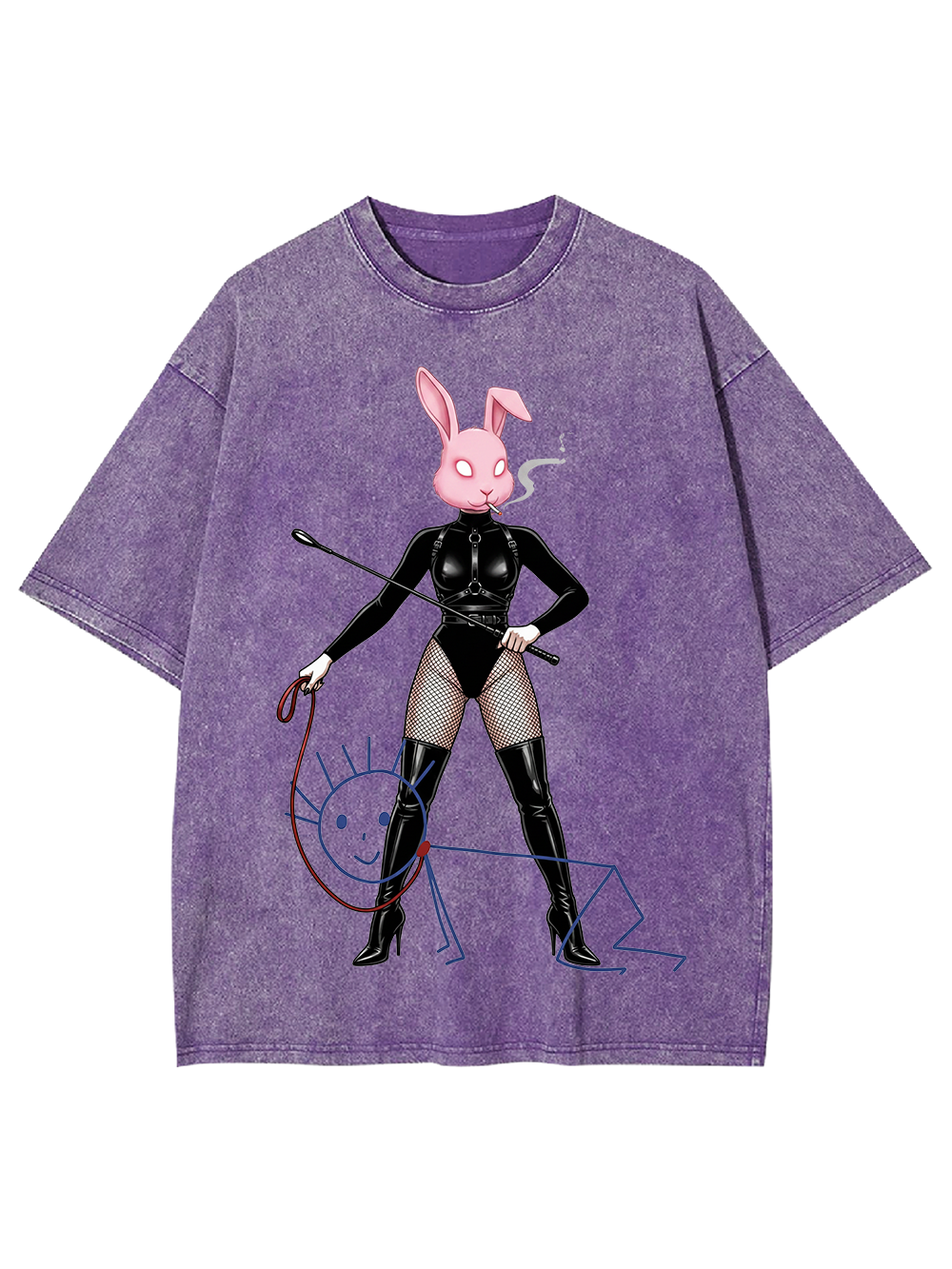 Leather Bunny Fetish Art Washed Tshirt