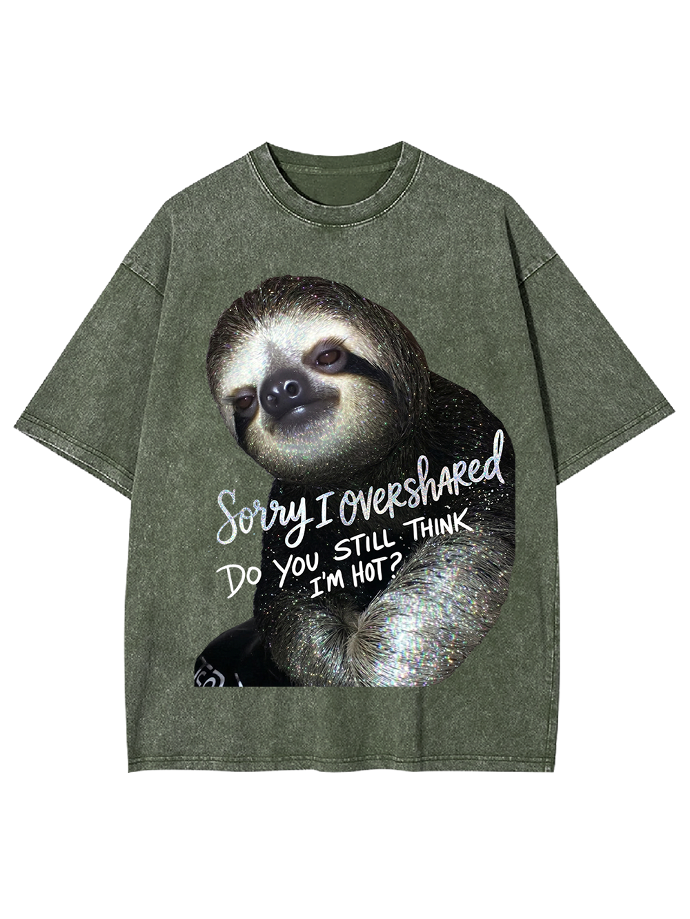 Cute Lazy Sloth Washed Tshirt