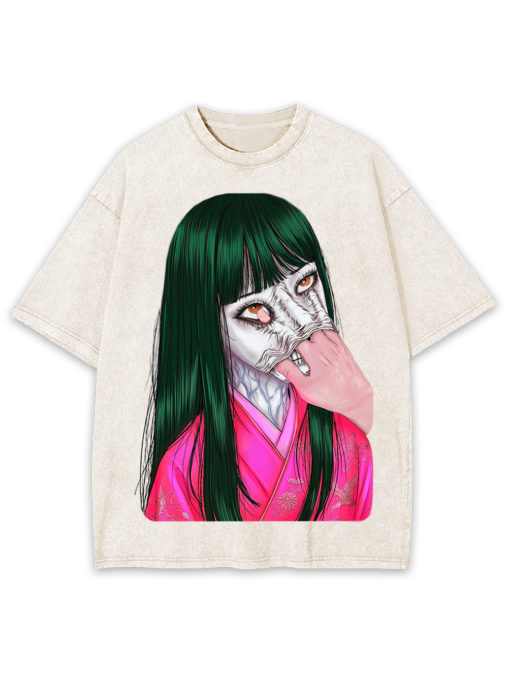 Horror & Thriller Kimono Girl Washed Tshirt