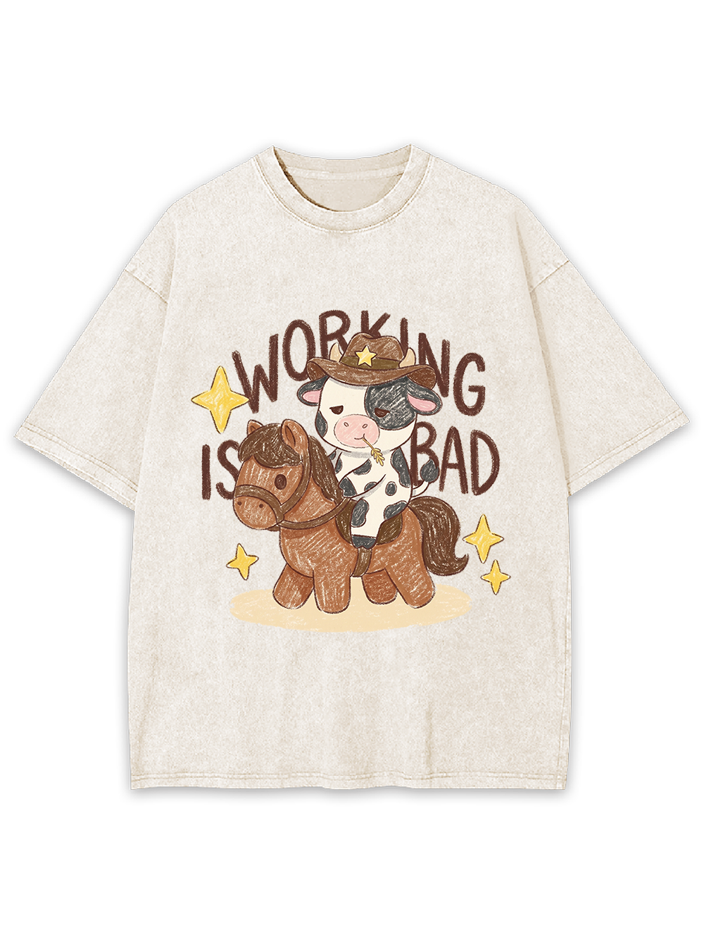 Working Is Bad Washed Tshirt
