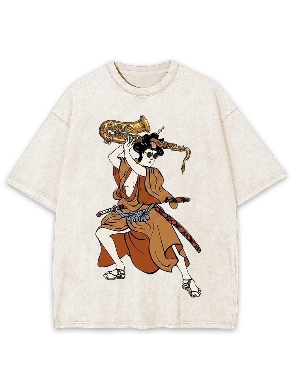 Ukiyo-e Style Warrior Washed Tshirt