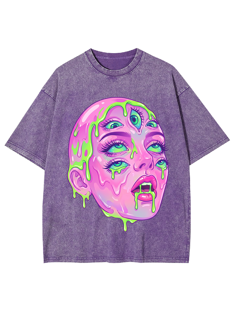 Trippy Multi-Eye Horror Art Washed Tshirt