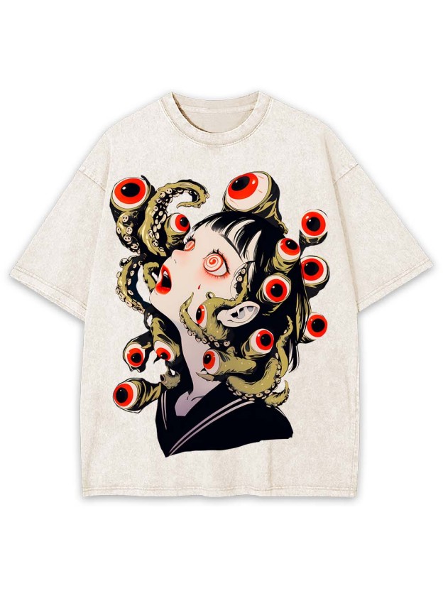 Eyes and Octopus Washed Tshirt