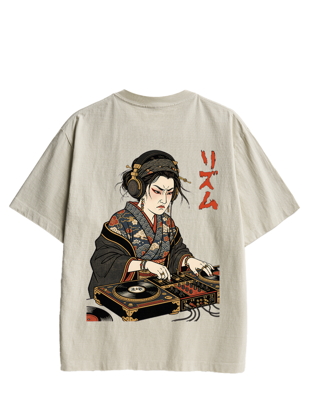 GEISHA DJ RHYTHM DOUBLE SIDED PRINT WASHED TSHIRT