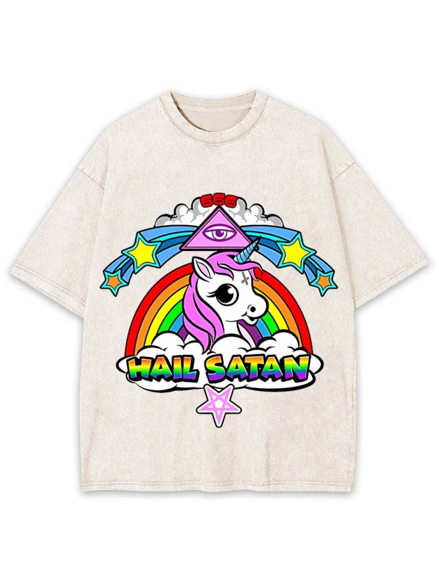 HAIL SATAN WASHED TSHIRT