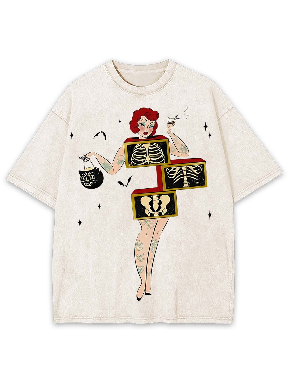 SKELETONS AND STYLE WASHED TSHIRT