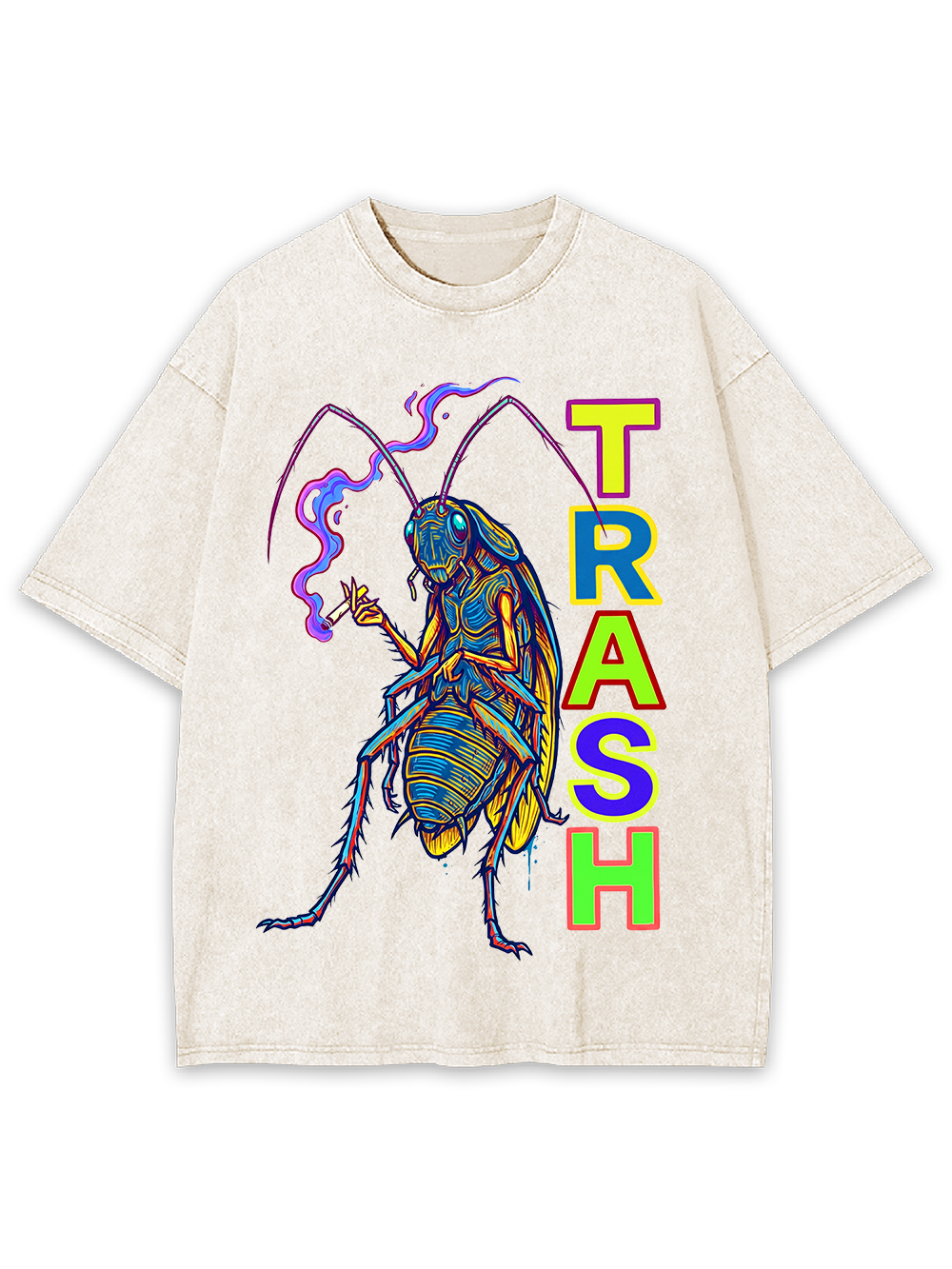 NEON ROACH TRASH TEXT WASHED TSHIRT