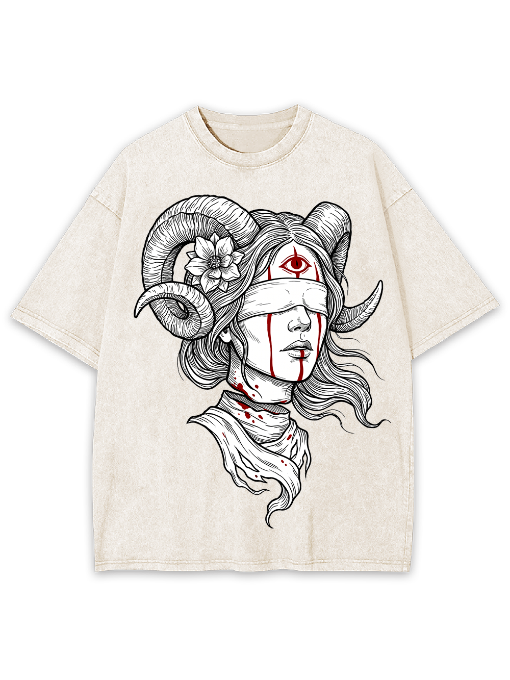 RAM HORN GIRL BLOODY NECK WASHED TSHIRT