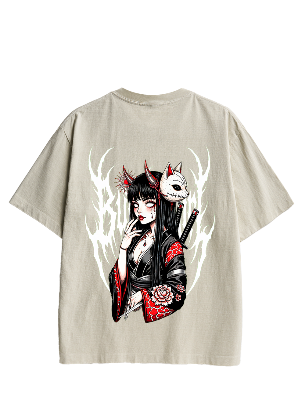 FOX MASK ENCHANTRESS DOUBLE SIDED PRINT WASHED TSHIRT
