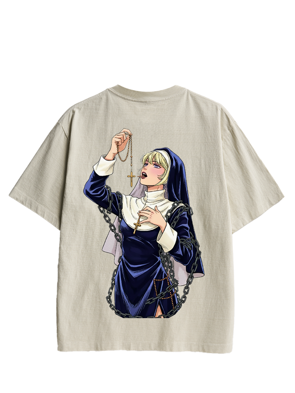 LICKING MANGA NUN DOUBLE SIDED PRINT WASHED TSHIRT