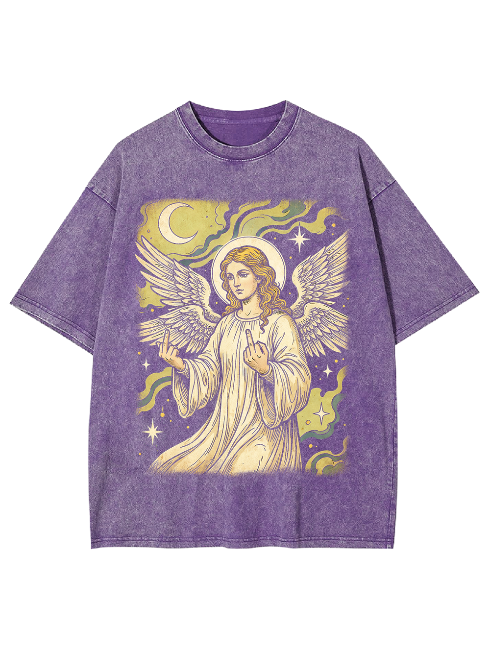REBELLIOUS ANGEL MIDDLE FINGER WASHED TSHIRT