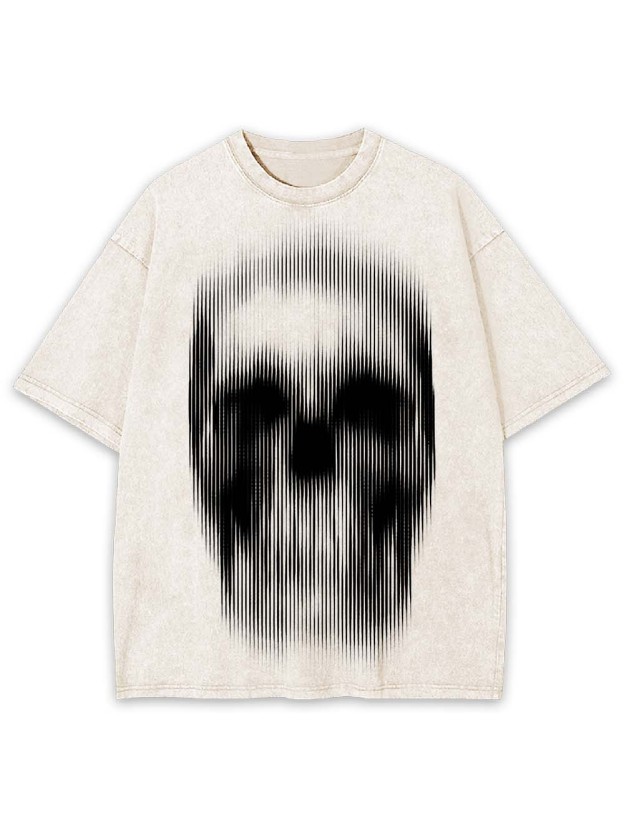 Distorted Skull Art Washed Tshirt