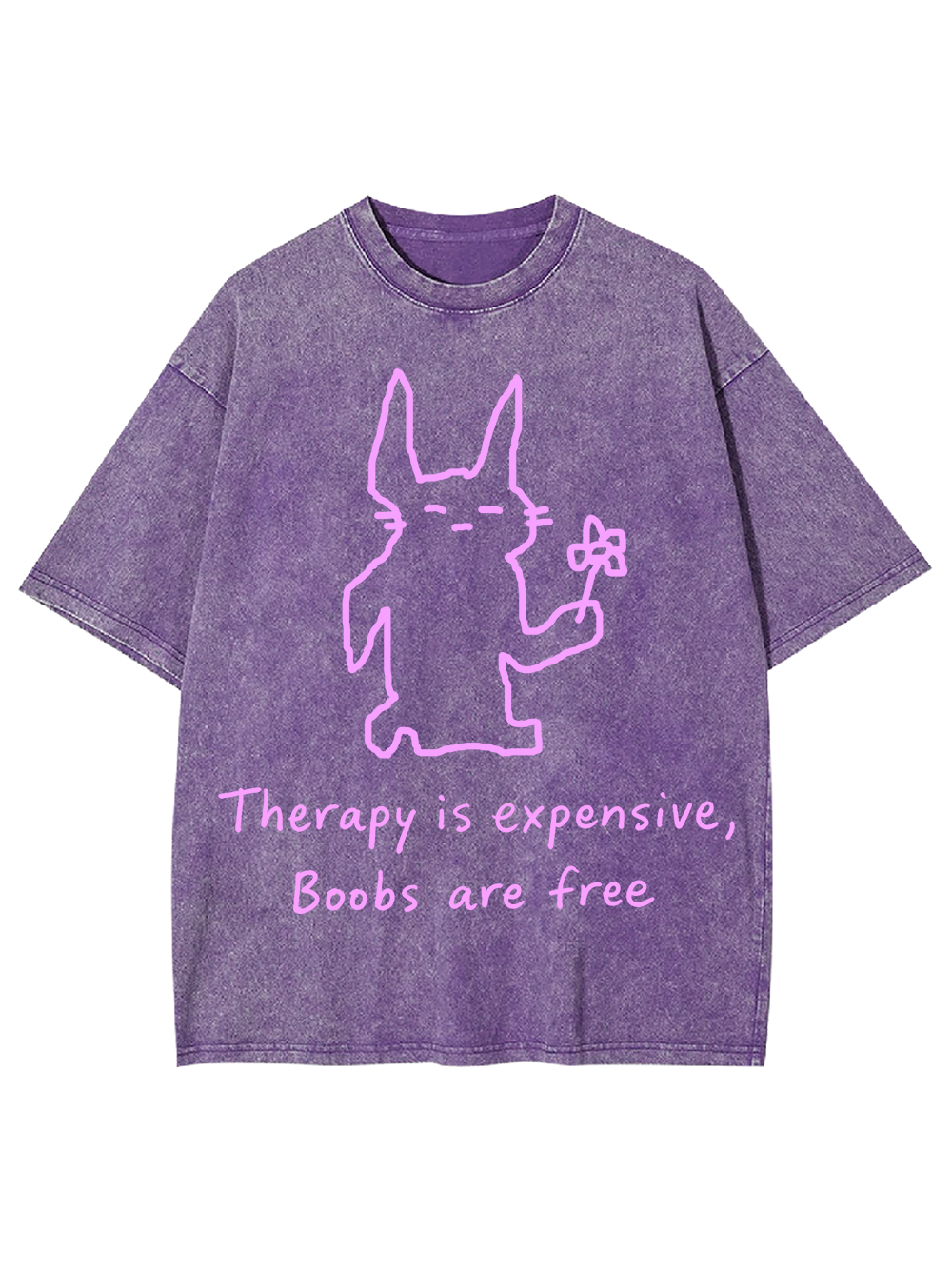 THERAPY IS EXPENSIVE,BOOBS ARE FREE WASHED TSHIRT