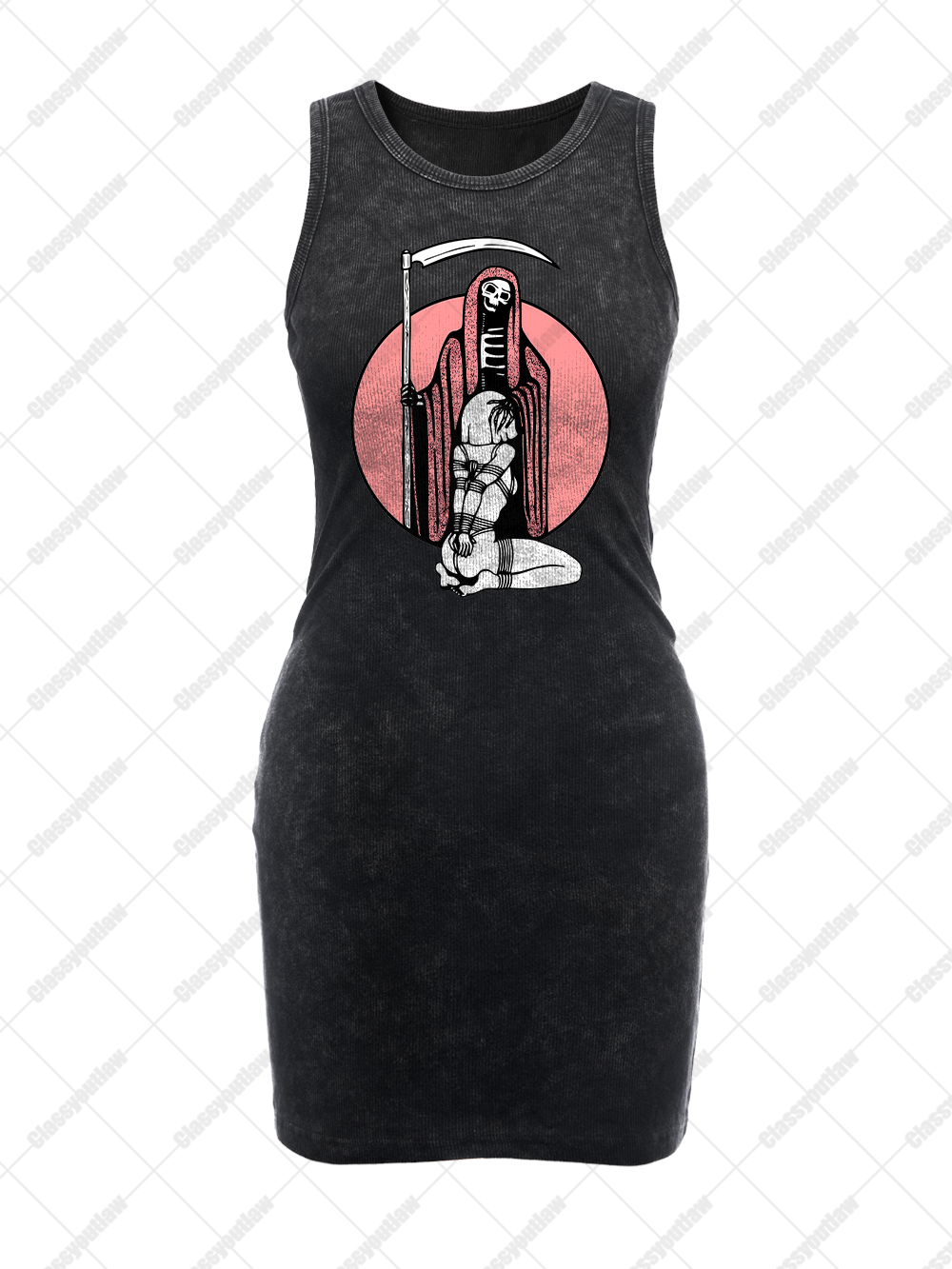 DEATH AND BOUND VINTAGE BODYCON TANK DRESS