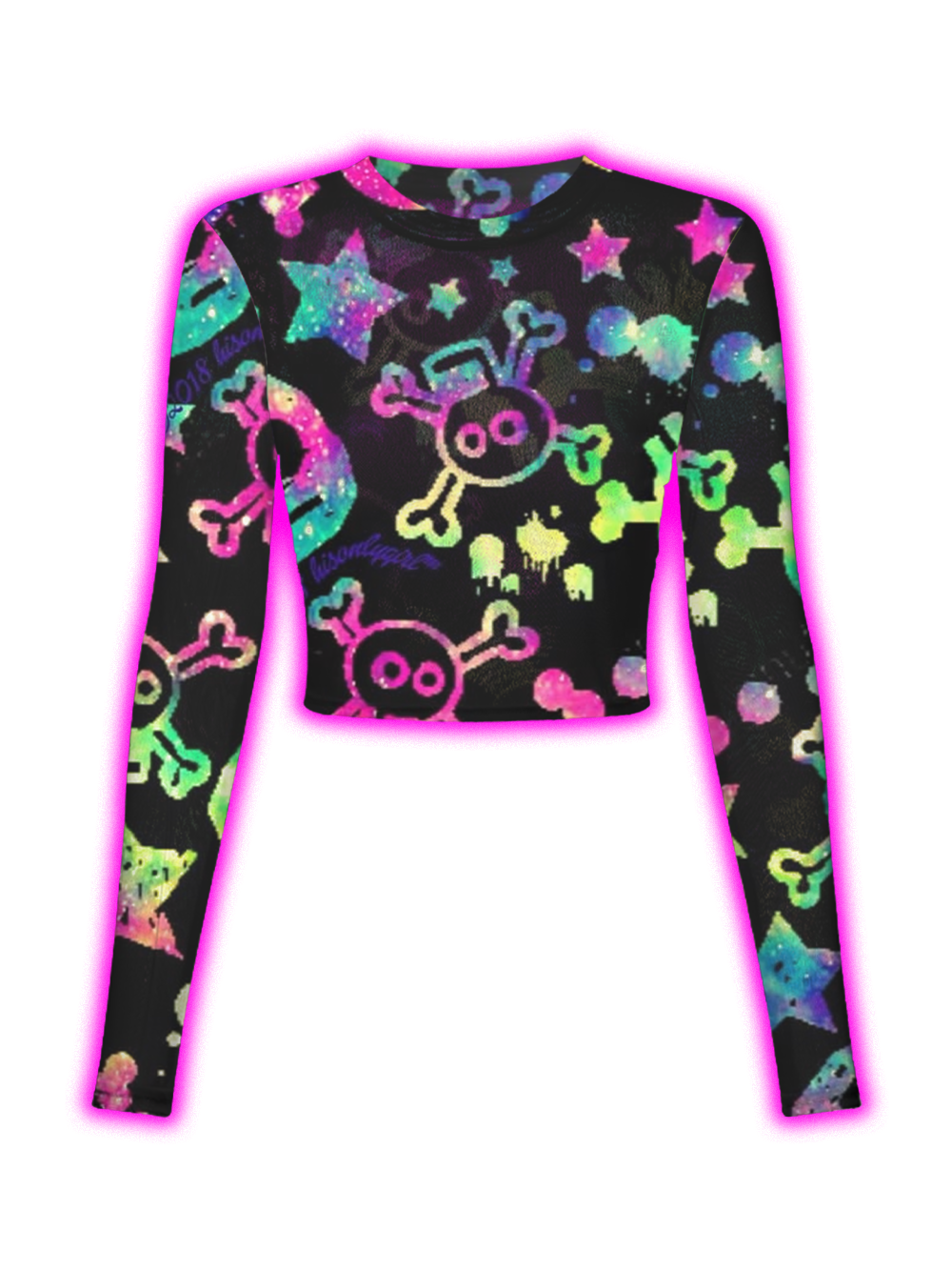 NEON SKULL GALAXY MESH TOP
