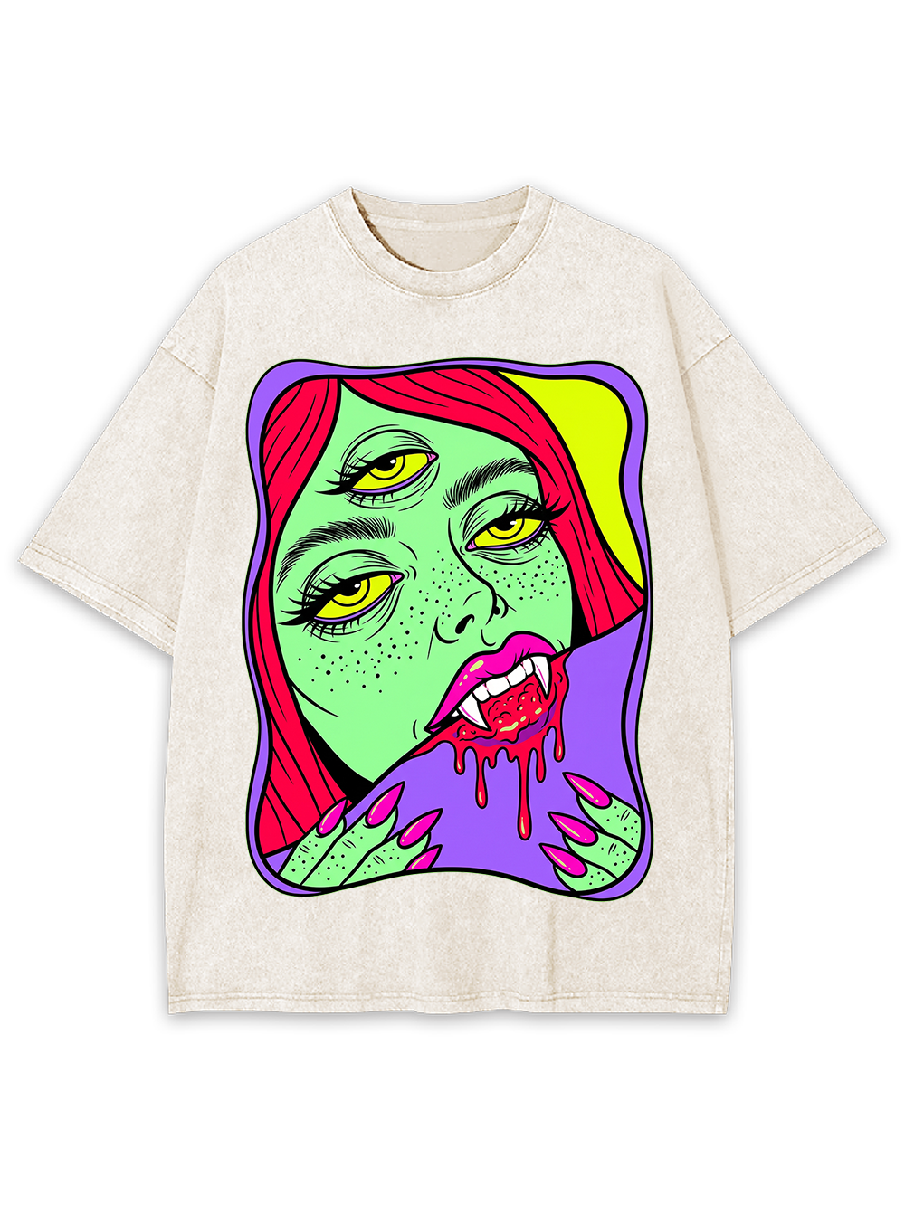 THREE-EYED VAMPIRE GIRL WASHED TSHIRT