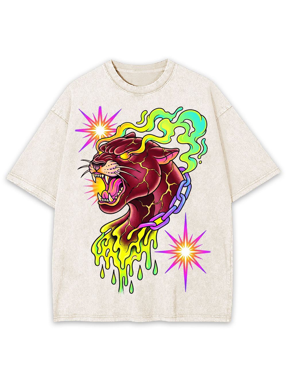 NEON FLAME PANTHER WASHED TSHIRT