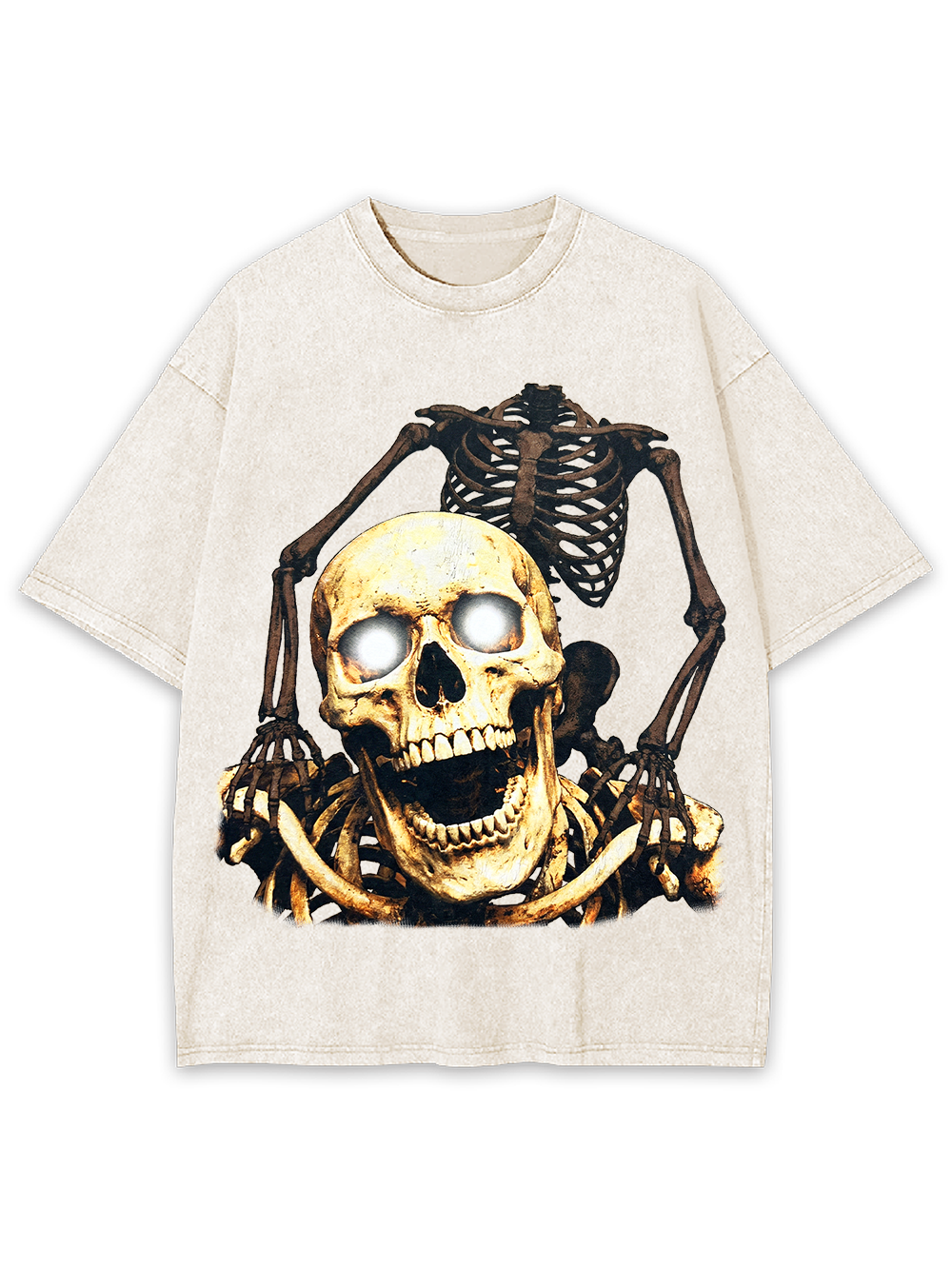 LAUGHING GLOWING SKULL WASHED TSHIRT