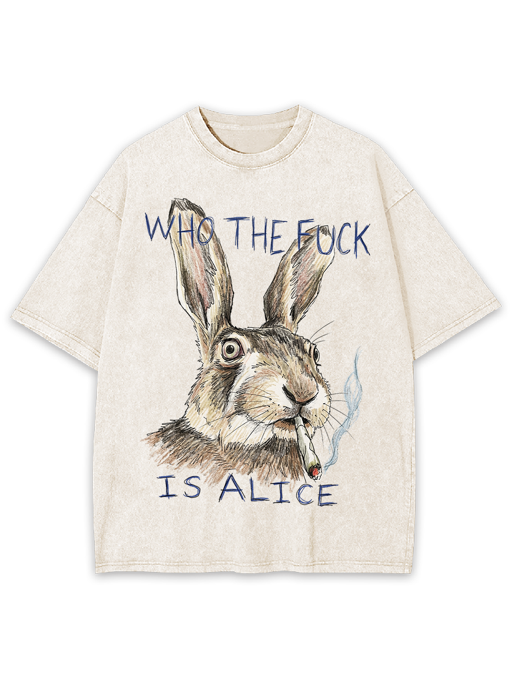 WHO THE F IS ALICE RABBIT WASHED TSHIRT