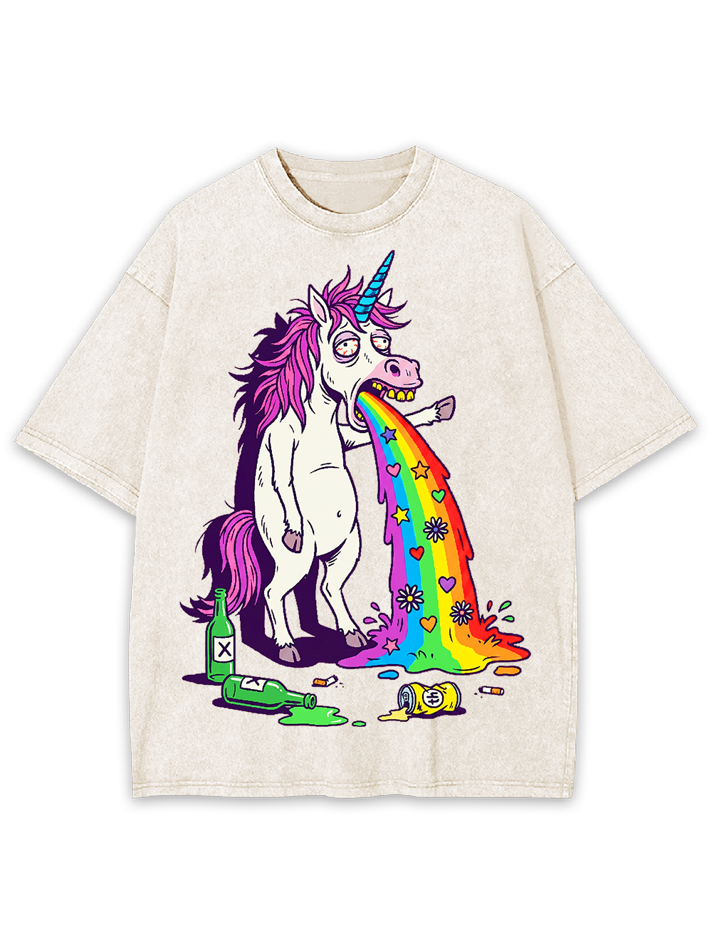 VOMITING RAINBOW UNICORN WASHED TSHIRT