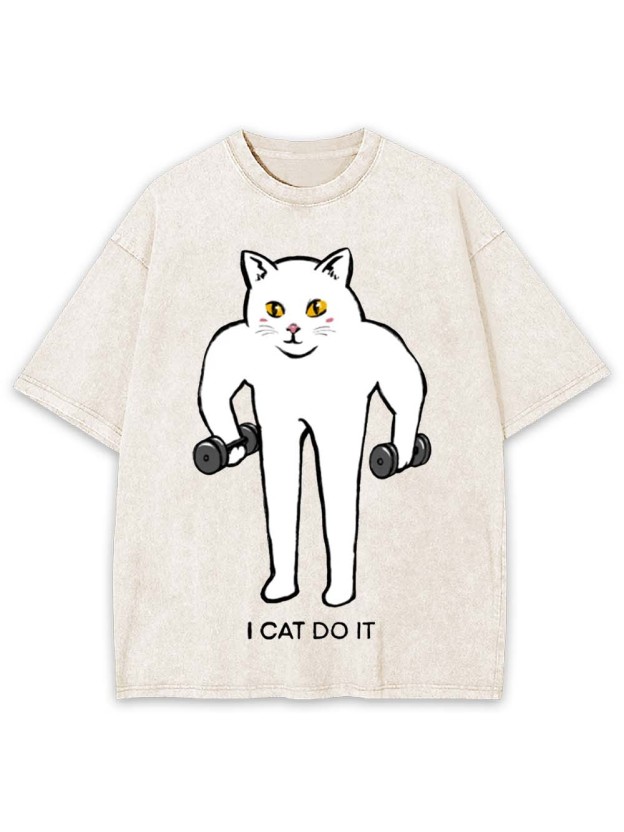 I Cat Do It Washed Tshirt