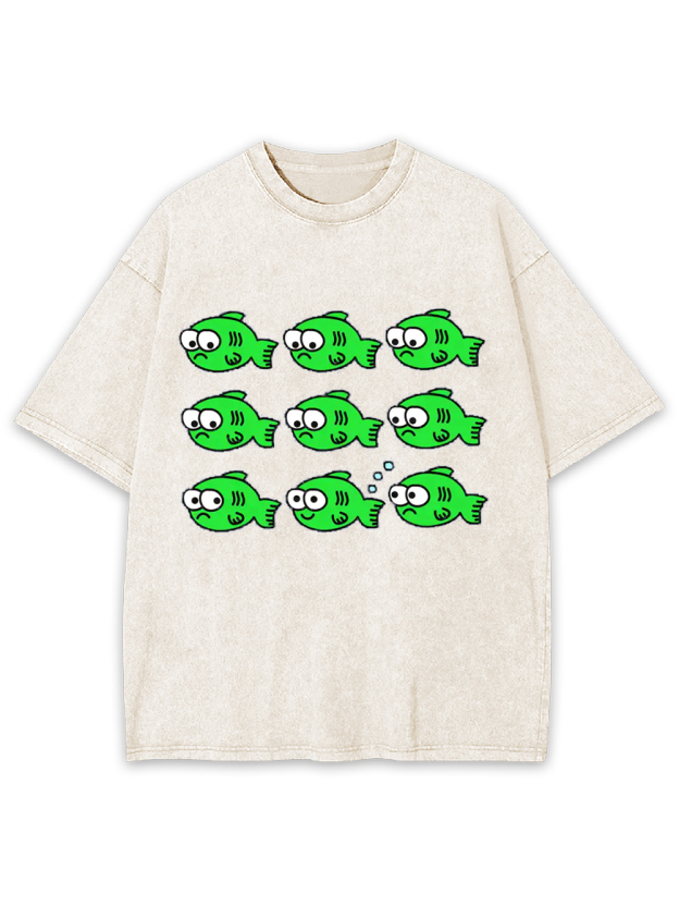 School of Quirky Fish Washed Tshirt
