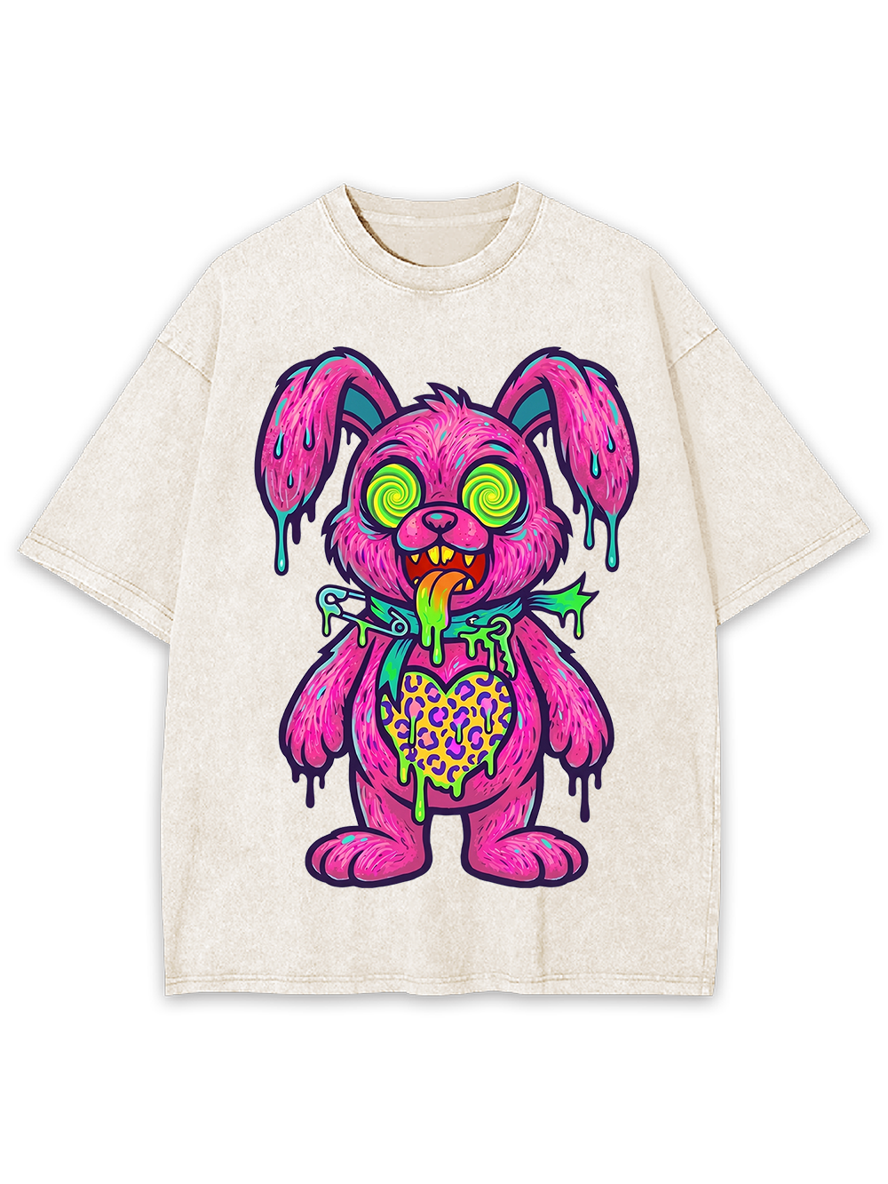 PSYCHEDELIC ZOMBIE BUNNY WASHED TSHIRT