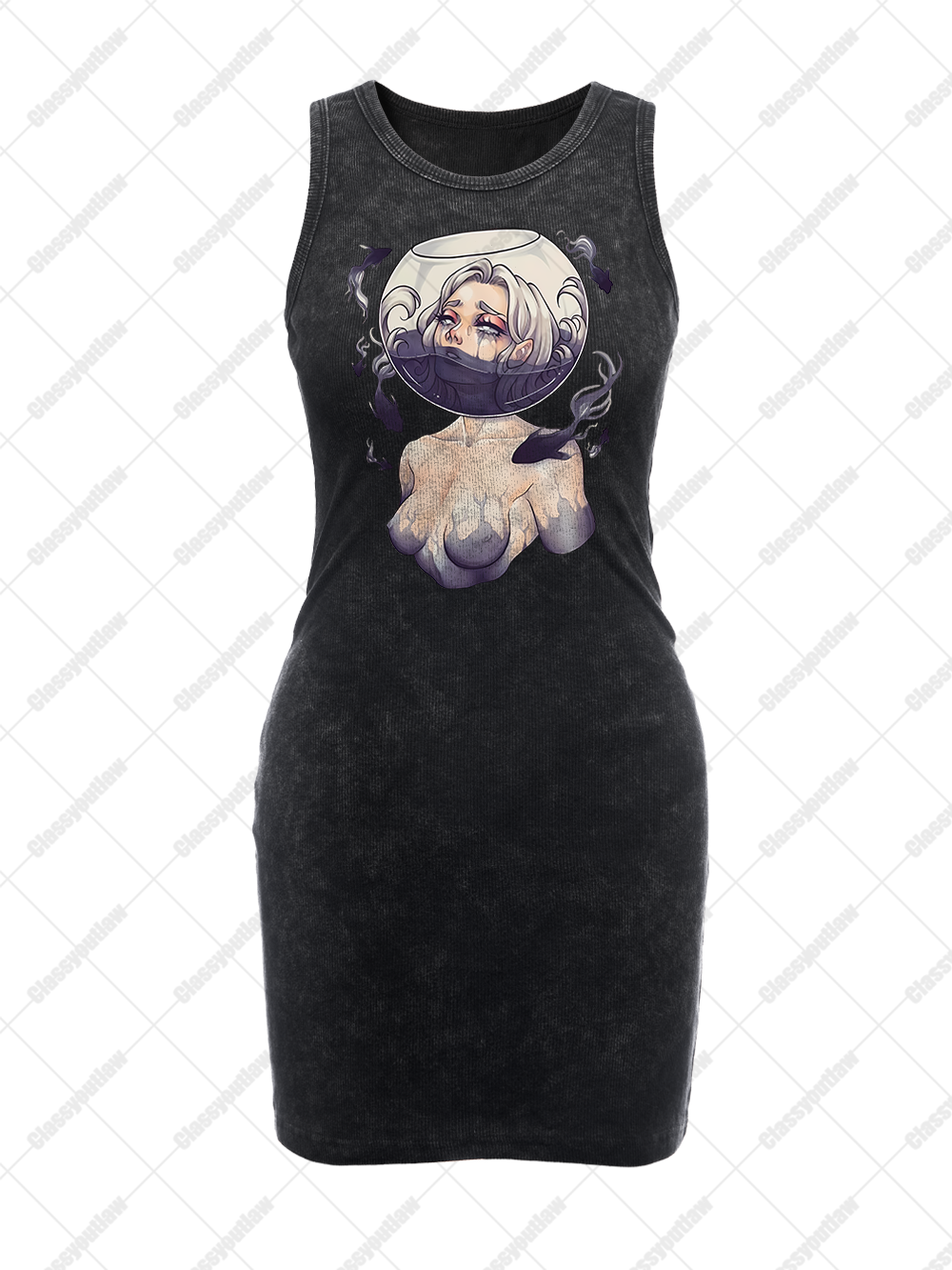 DROWNING IN SILENCE VINTAGE BODYCON TANK DRESS