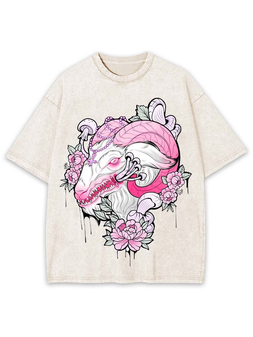 Floral Demon Majesty Washed Tshirt