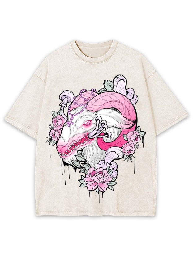 Floral Demon Majesty Washed Tshirt