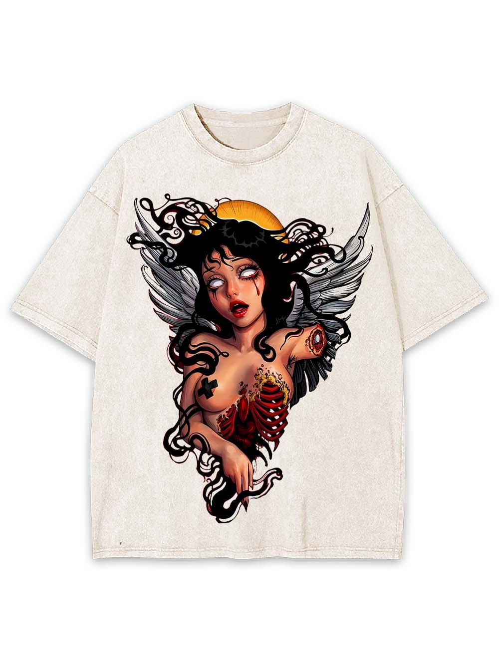 Fallen Angel Of Despair Washed Tshirt-ClassyOutlaw Sale