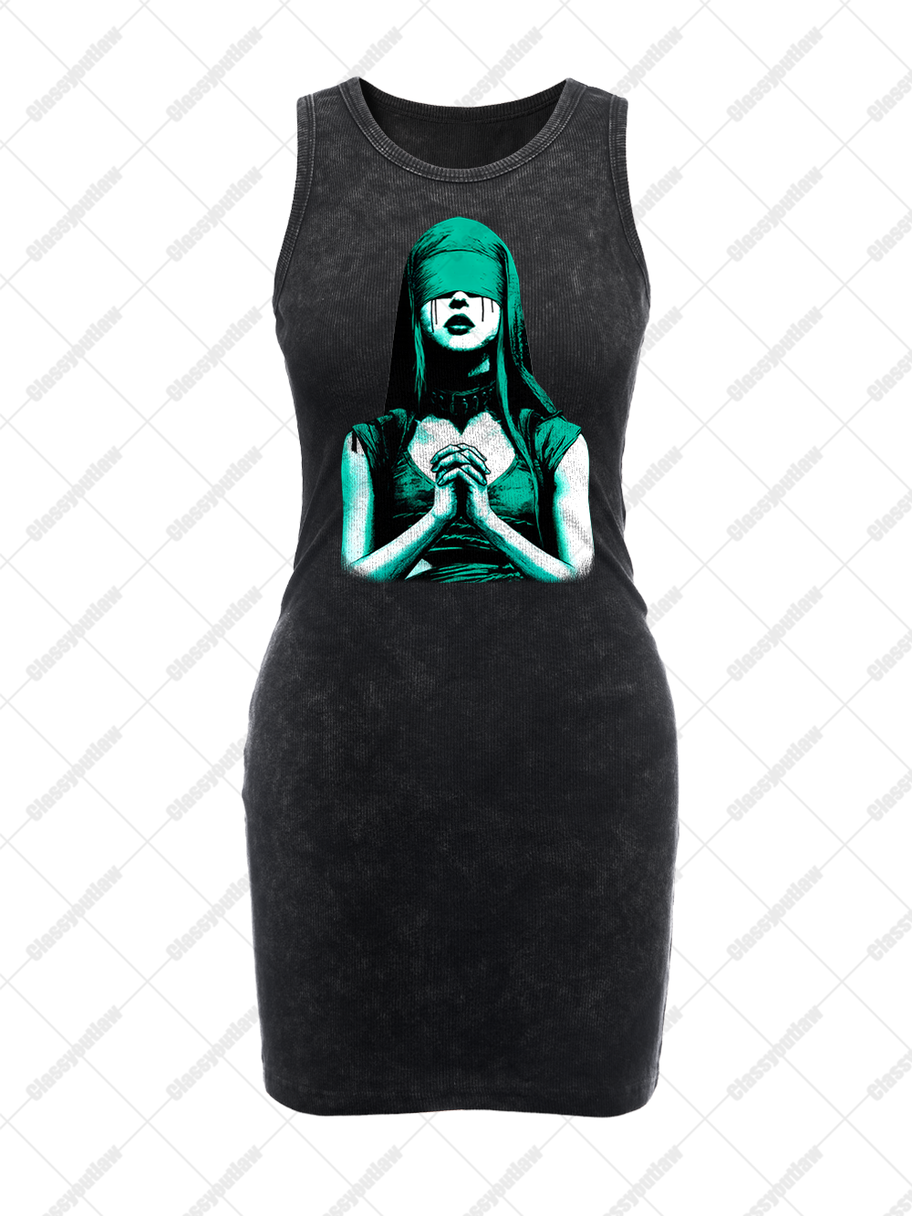 VEILED PRAYERS VINTAGE BODYCON TANK DRESS