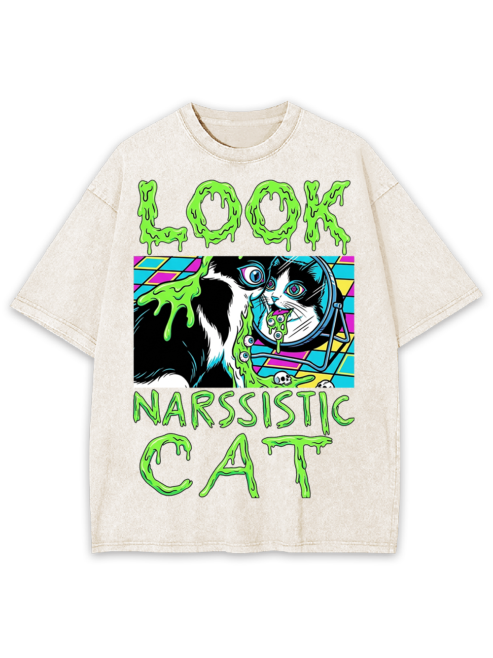 LOOK NARCISSISTIC CAT AAA WASHED TSHIRT