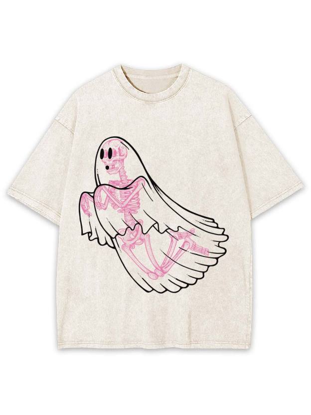 Ghostly Skeleton Veil Washed Tshirt