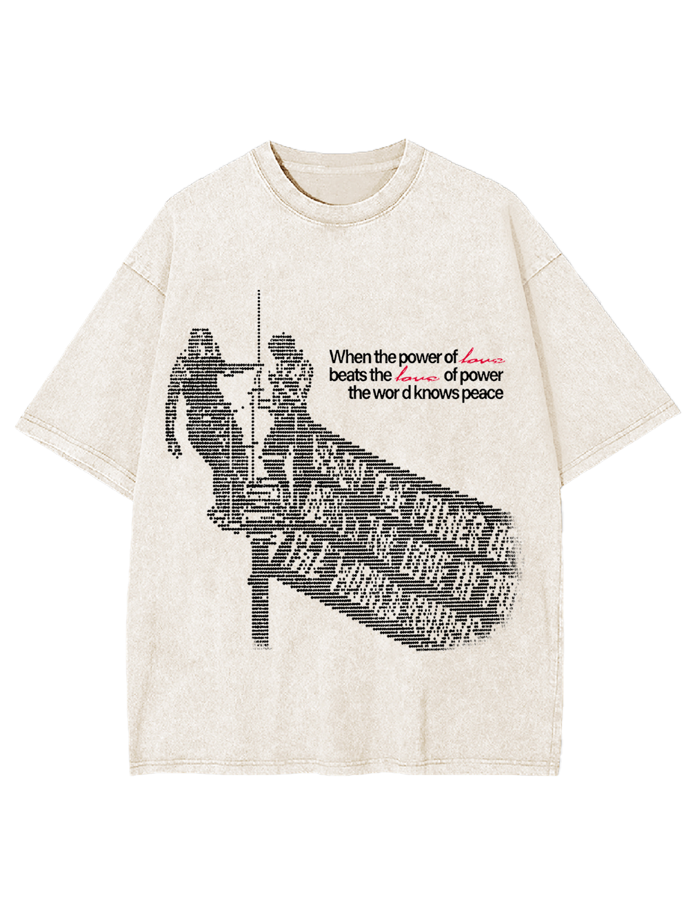 POWER LOVE PEACE WASHED TSHIRT