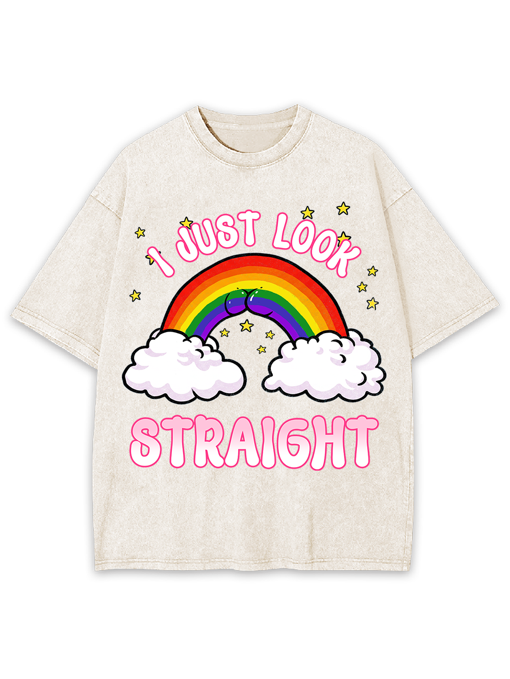 I JUST LOOK STRAIGHT AAA WASHED TSHIRT