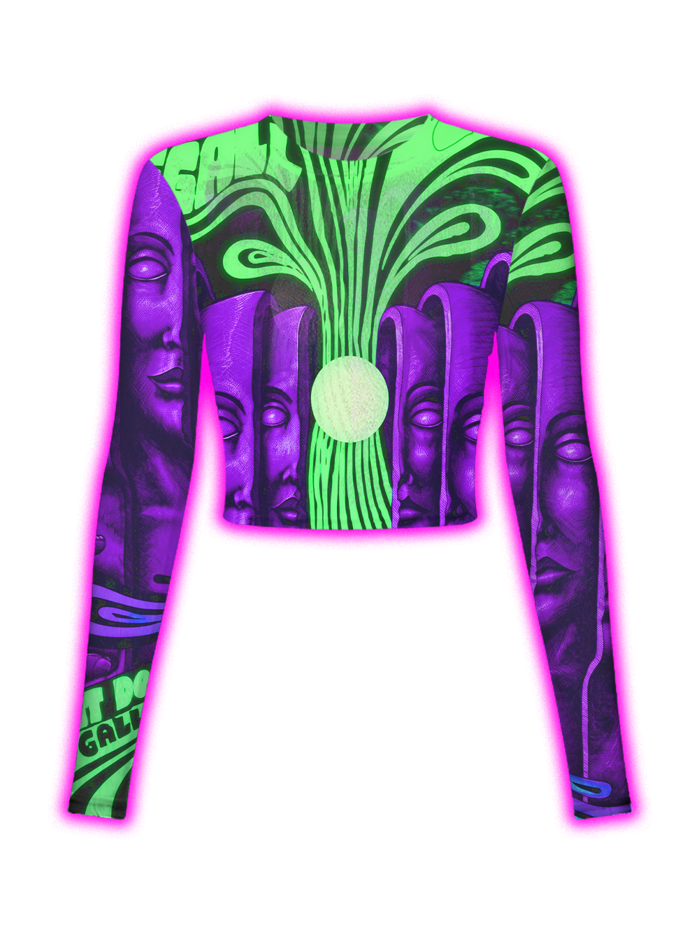 PSYCHEDELIC FACES MESH TOP