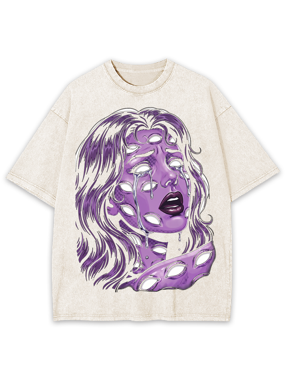 PURPLE CRYING EYES AAA WASHED TSHIRT