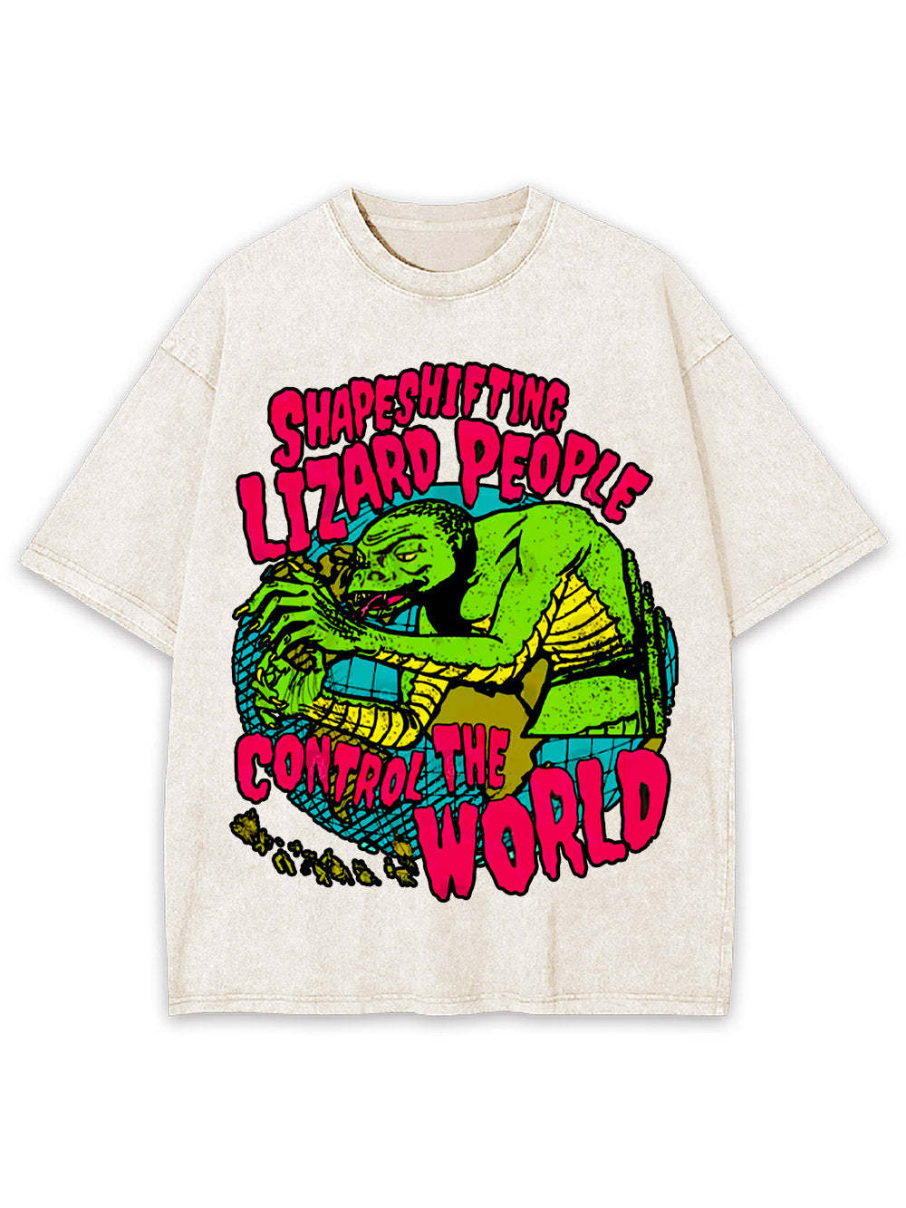 Reptilian Masters Of The World Washed Tshirt