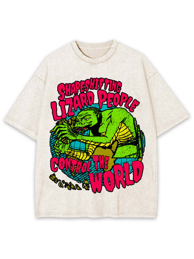 Reptilian Masters Of The World Washed Tshirt