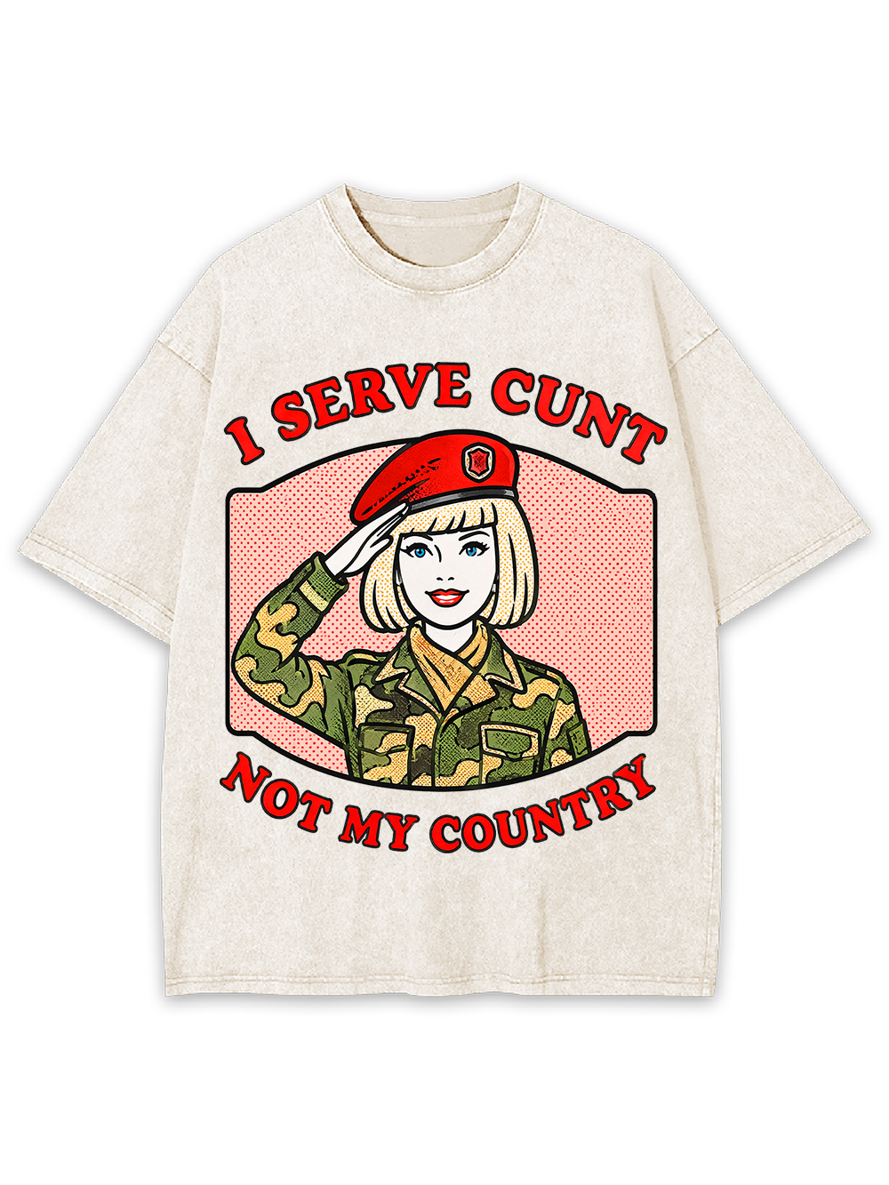 ARMY GIRL SLOGAN AAA WASHED TSHIRT