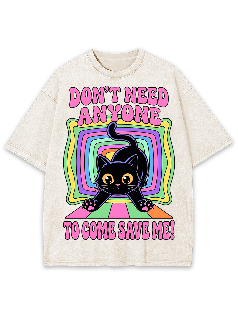 RAINBOW RESCUE CAT AAA WASHED TSHIRT