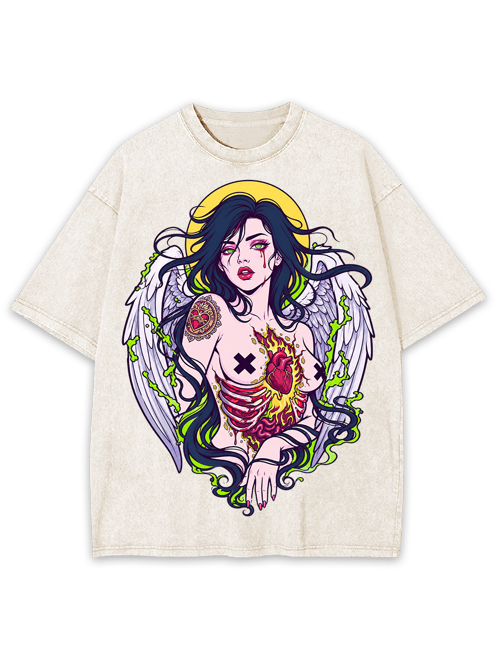 FALLEN HEART ANGEL AAA WASHED TSHIRT