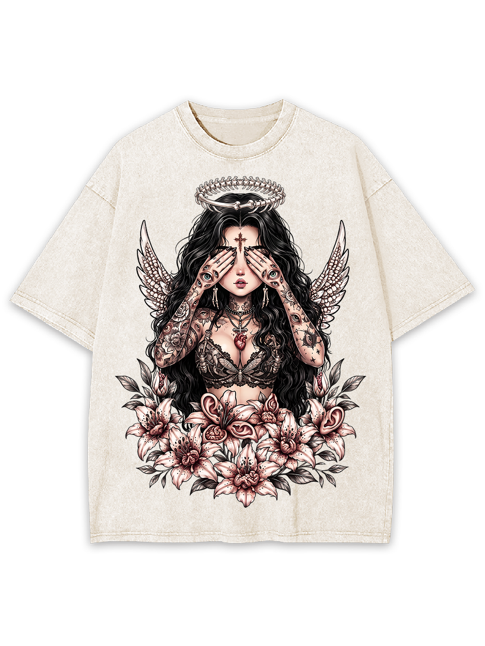 TATTOOED ANGEL BLOOM AAA WASHED TSHIRT