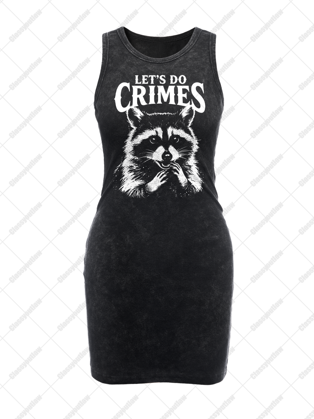 CRIMINAL RACCOON PLANS VINTAGE BODYCON TANK DRESS