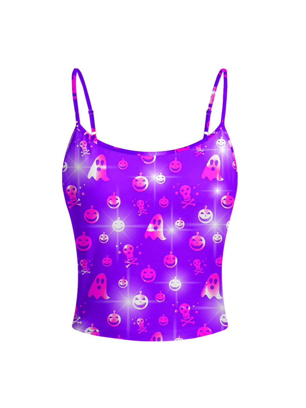 PURPLE GHOUL FULL-PRINT SPAGHETTI-STRAP TOP