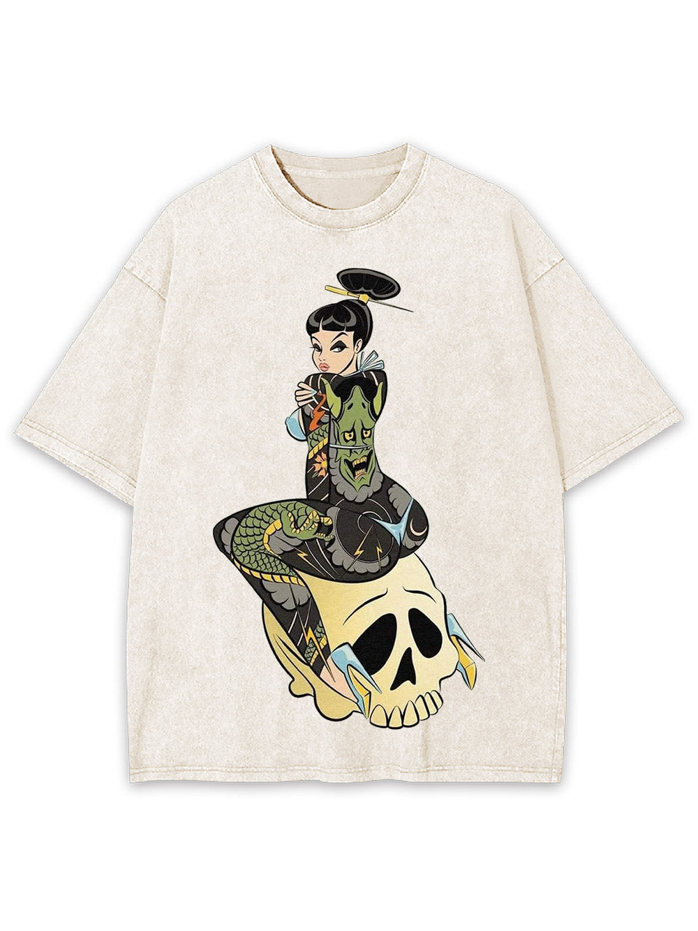Tattoo And Skull Washed Tshirt